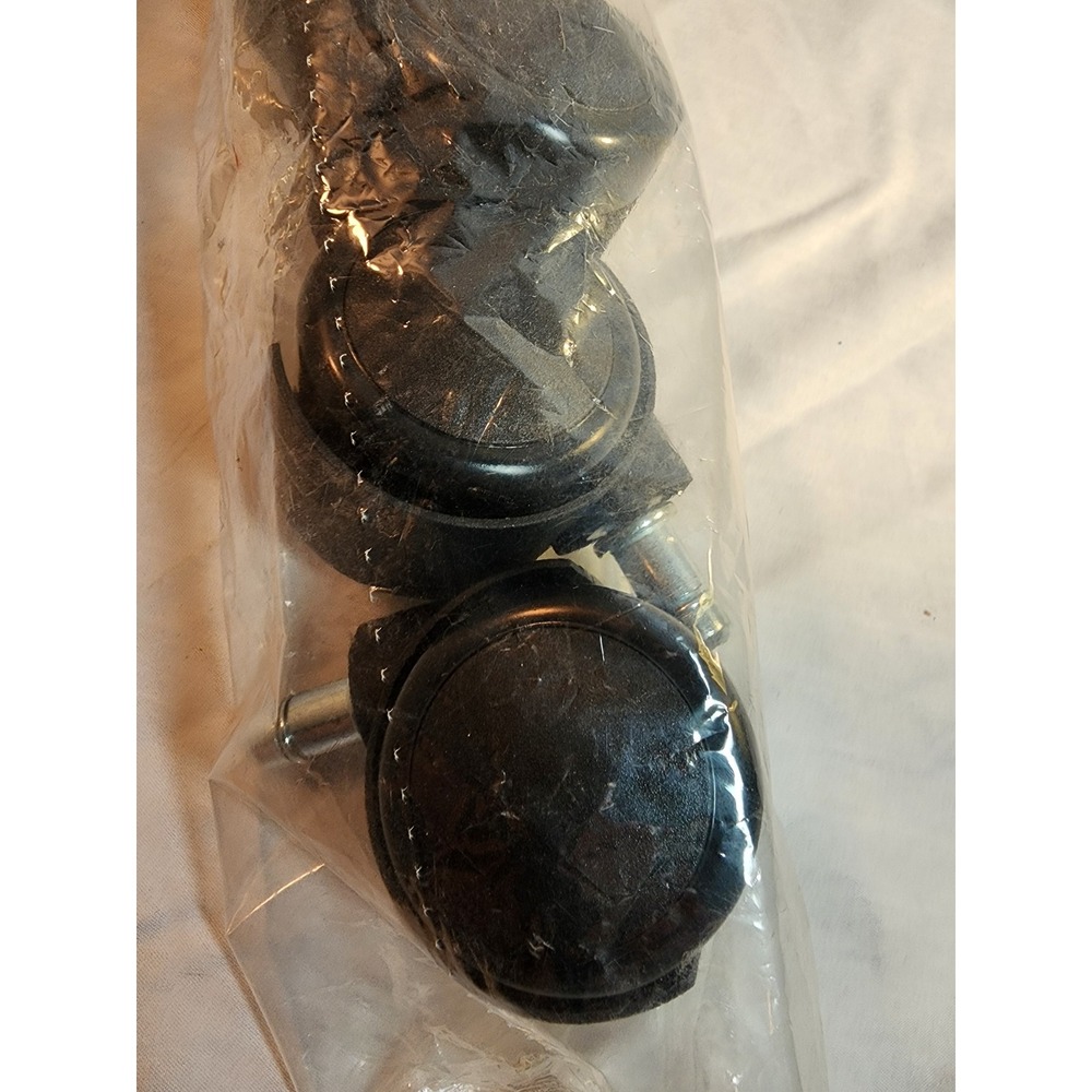 Set of 5 Black Office Chair Caster Wheels Replacement Twin Wheel Swivel Stem - Picture 4 of 4